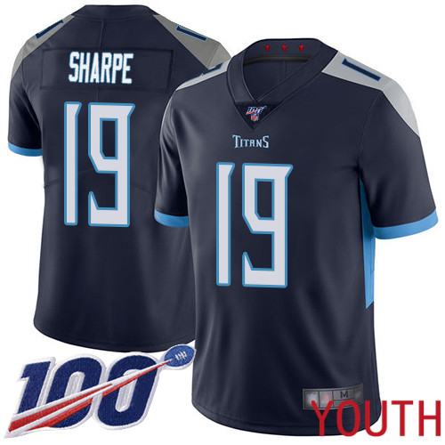 Tennessee Titans Limited Navy Blue Youth Tajae Sharpe Home Jersey NFL Football #19 100th Season Vapor Untouchable